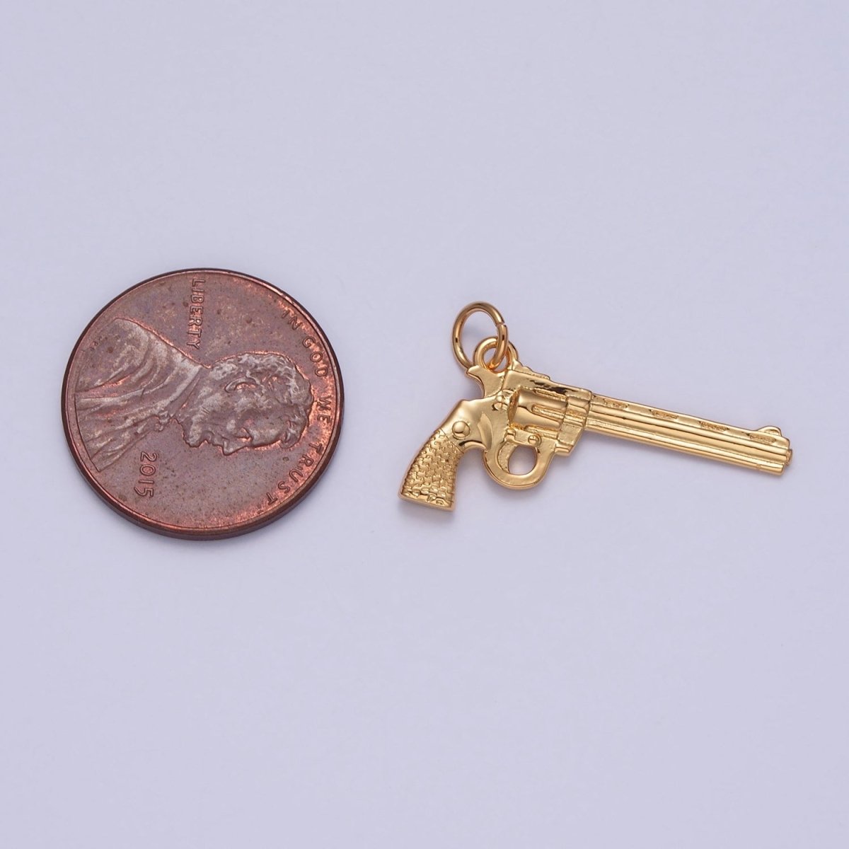 Gold Top Break Revolver Pistol Rifle Gun Weapon Charm | X-149 - DLUXCA