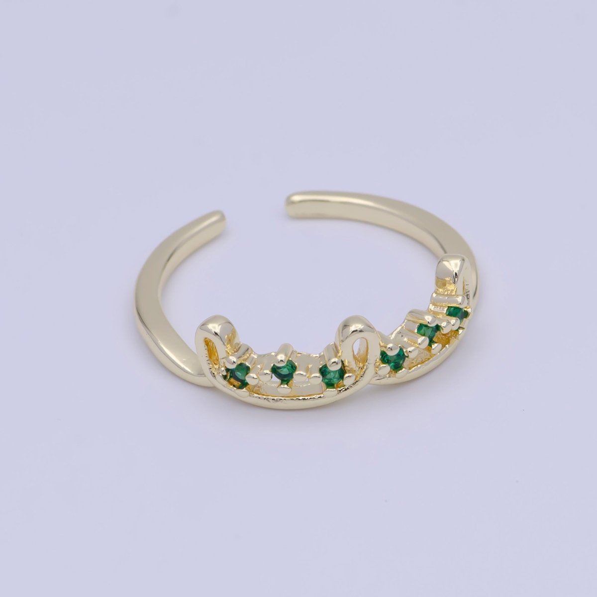 Gold Triple Green Cubic Zirconia Knot Loop Dainty Ring | X-623 - DLUXCA