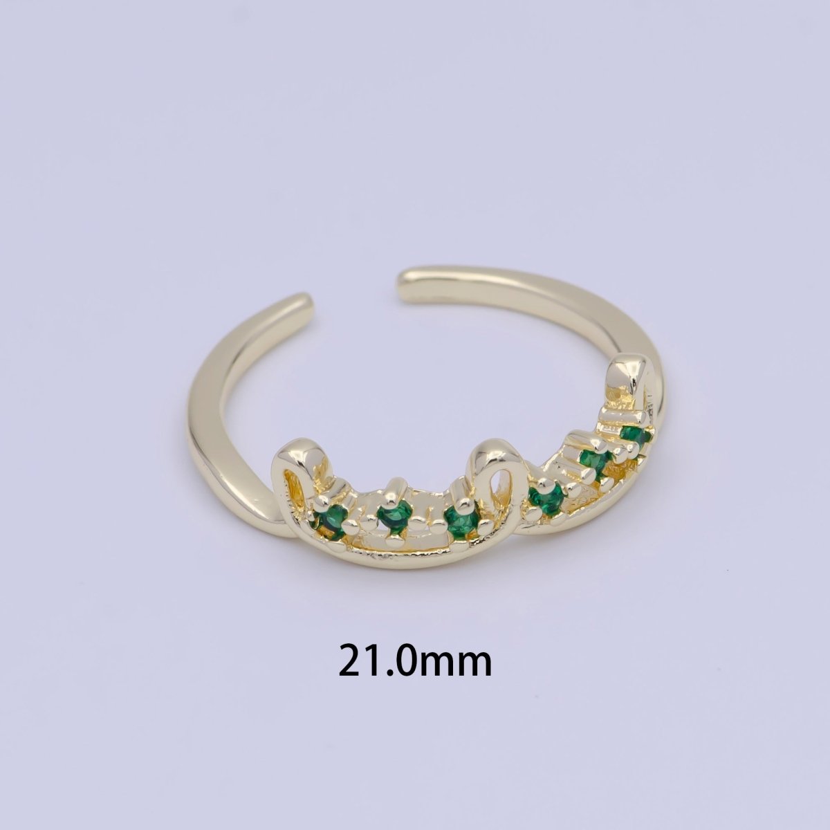 Gold Triple Green Cubic Zirconia Knot Loop Dainty Ring | X-623 - DLUXCA