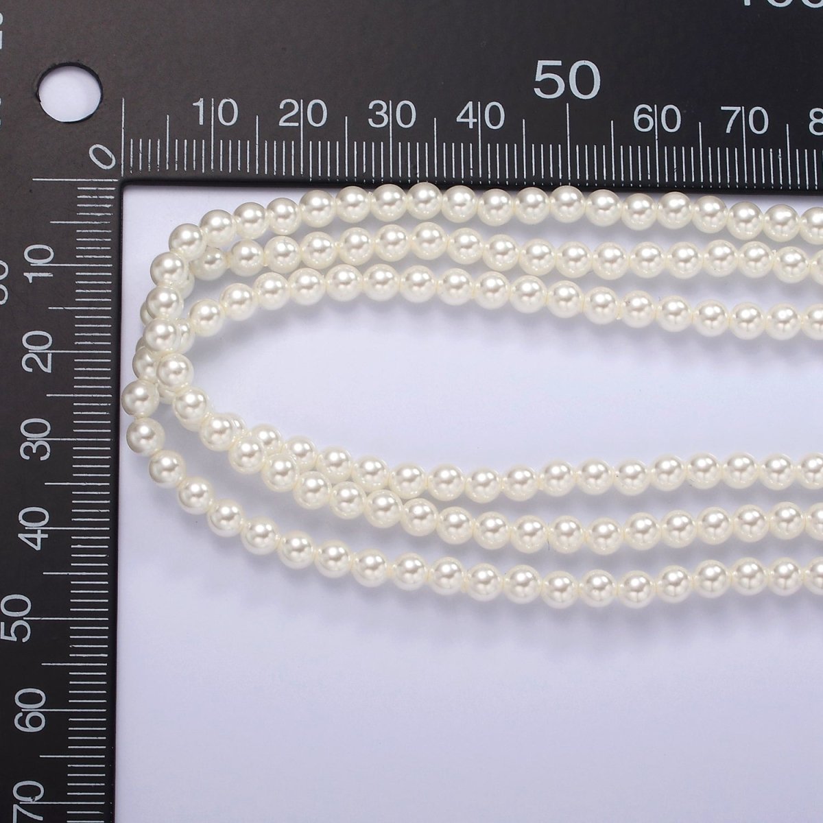 Gold Triple Layer Round Shell Pearl 17 Inch Layering Necklace w. Extender | WA-2318 Clearance Pricing - DLUXCA