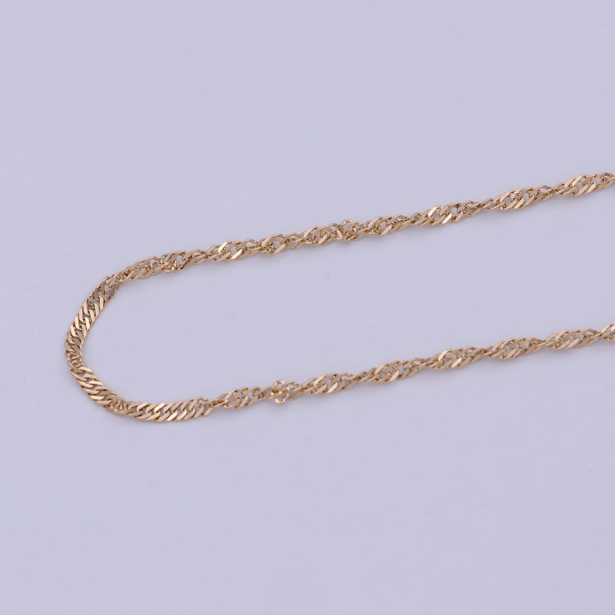 Gold Twist Singapore Chain Necklace, Unique Layer Chain Necklace Ready to Wear 20 Inch | WA-760 Clearance Pricing - DLUXCA