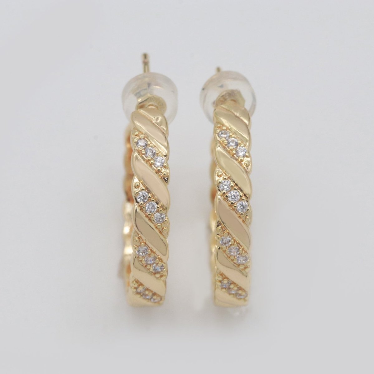 Gold Twisted Cz Earring for Christmas Gift Idea T-157 - DLUXCA