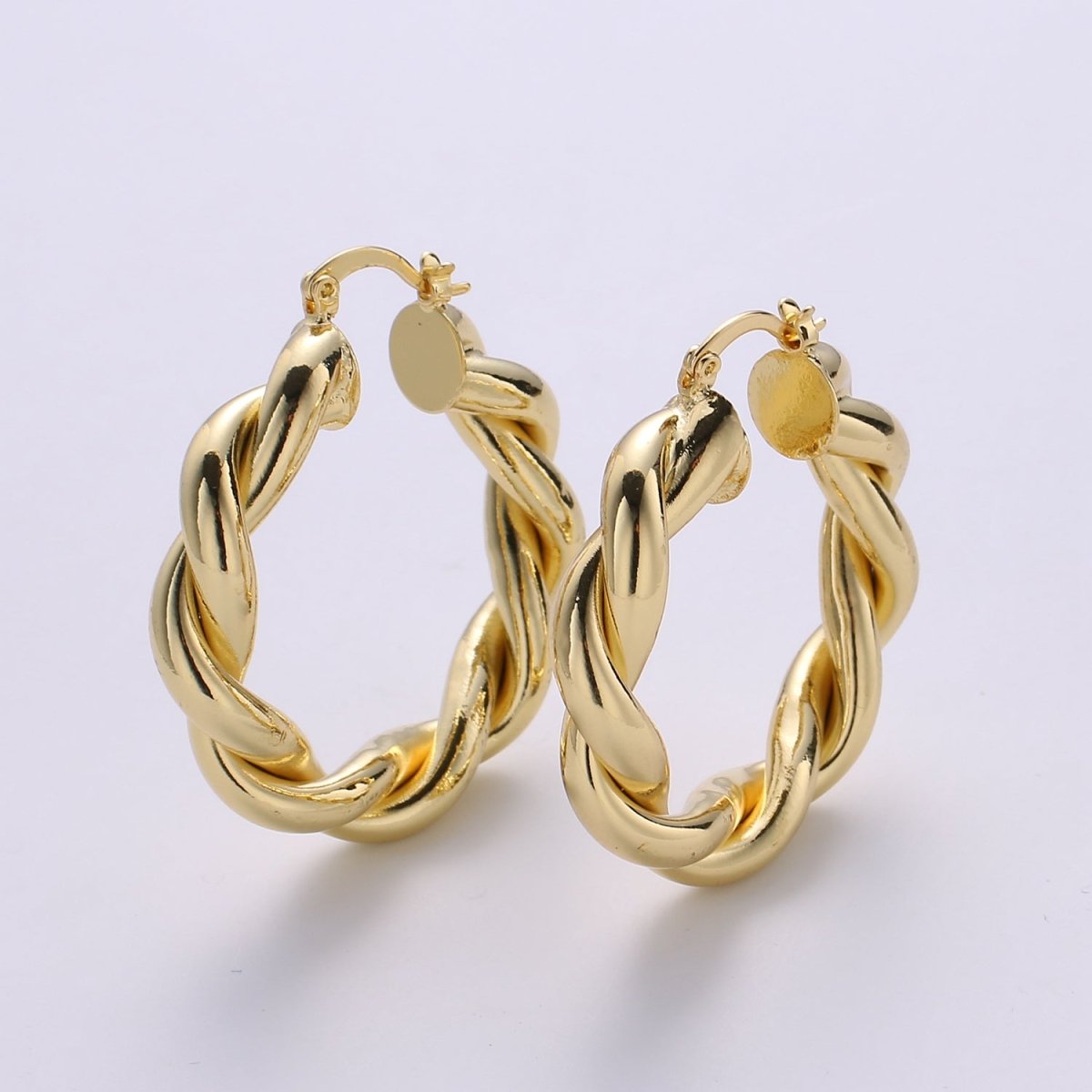 Gold Twisted Hoop Earrings, Bold Gold Hoop Earrings, Chunky Earrings, Statement Hoops, 14k Gold Filled Hoops Earring gift for her Q-518 to Q-520 - DLUXCA