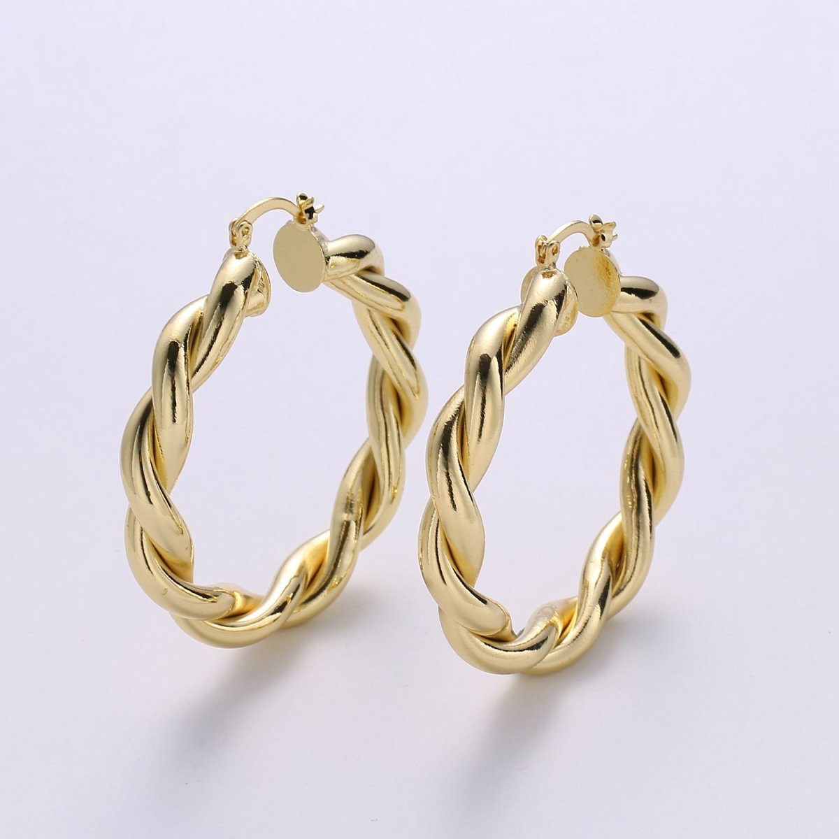 Gold Twisted Hoop Earrings, Bold Gold Hoop Earrings, Chunky Earrings, Statement Hoops, 14k Gold Filled Hoops Earring gift for her Q-518 to Q-520 - DLUXCA