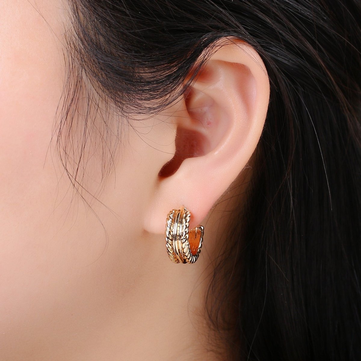 Gold Twisted Hoop Earrings • Bold Gold Hoop Earrings • Chunky Earrings • Statement Hoops • 18k Gold Filled Hoops Earring gift for her Q-446 - DLUXCA