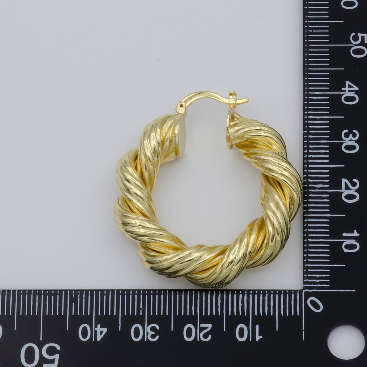 Gold Twisted Hoop Round Earrings, Plain Gold Filled Geometric Daily Earring Jewelry P-106 - DLUXCA