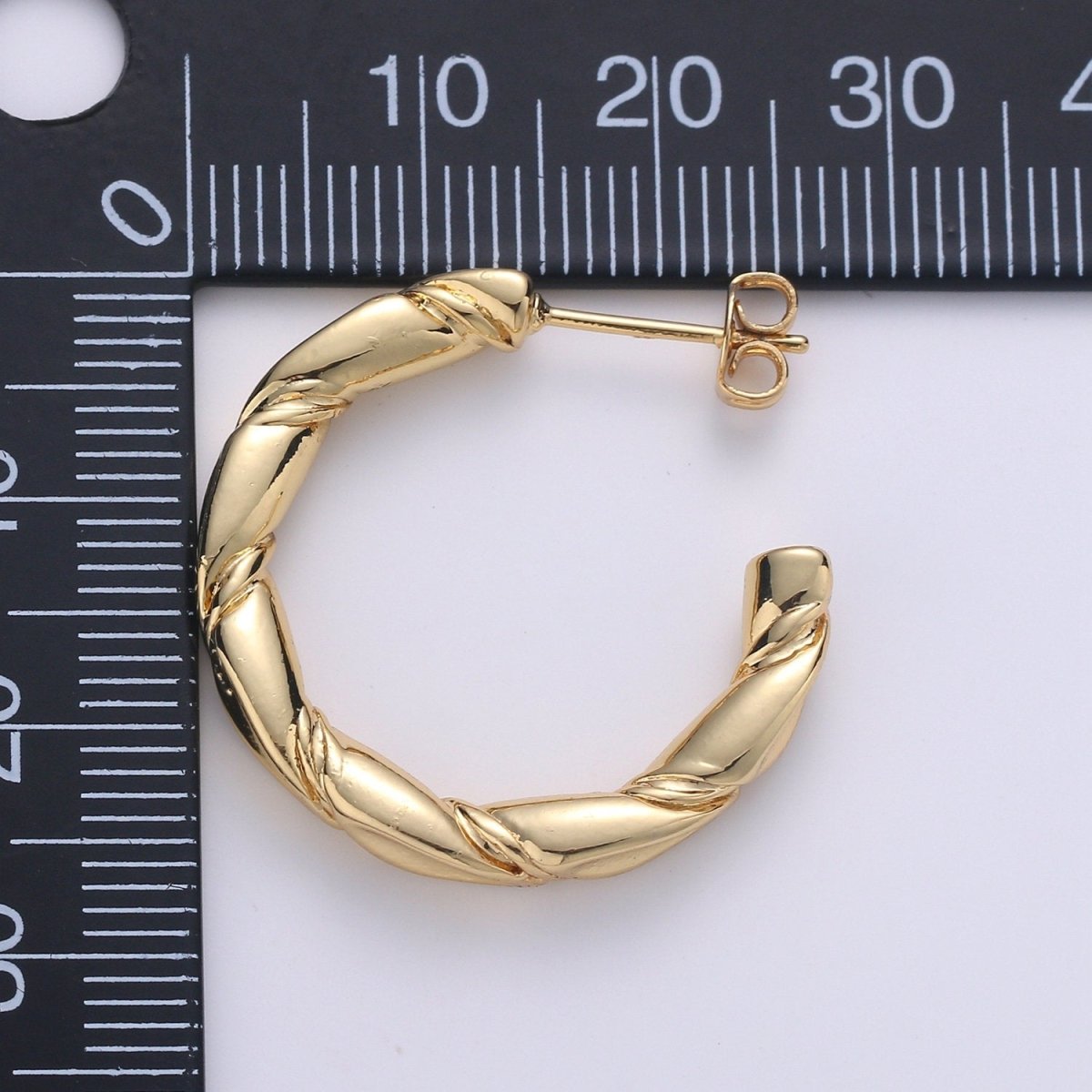 Gold Twisted Hoops, Croissant Hoops, Gold Hoop Earrings, Stud Hoop Earrings, Chunky Hoop Earrings, Thick Hoop Earrings, Bold Hoop Earrings Q-233 - DLUXCA