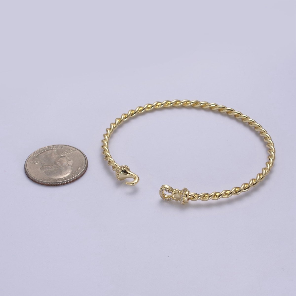 Gold Twisted Rope Bracelet Dainty Cuff Bangle, Braided Bracelet, Stacking Bracelet | WA-692 WA-693 Clearance Pricing - DLUXCA