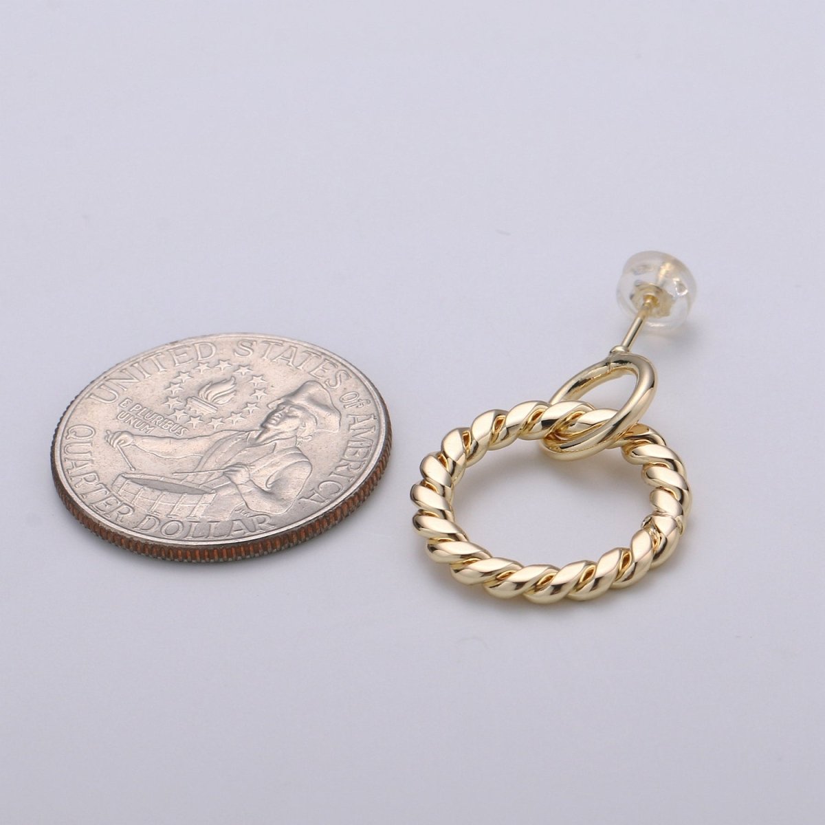 Gold Twisted Rope Hoop Earrings Gold Plated | Women 18K Gold Earrings Stud Q-122 - DLUXCA