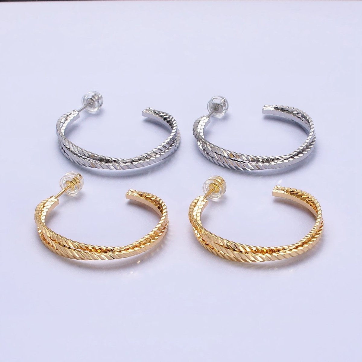 Gold Twisted Snake Hoop Earring Silver Hoops Gold Modern Earrings AB930 AB937 - DLUXCA