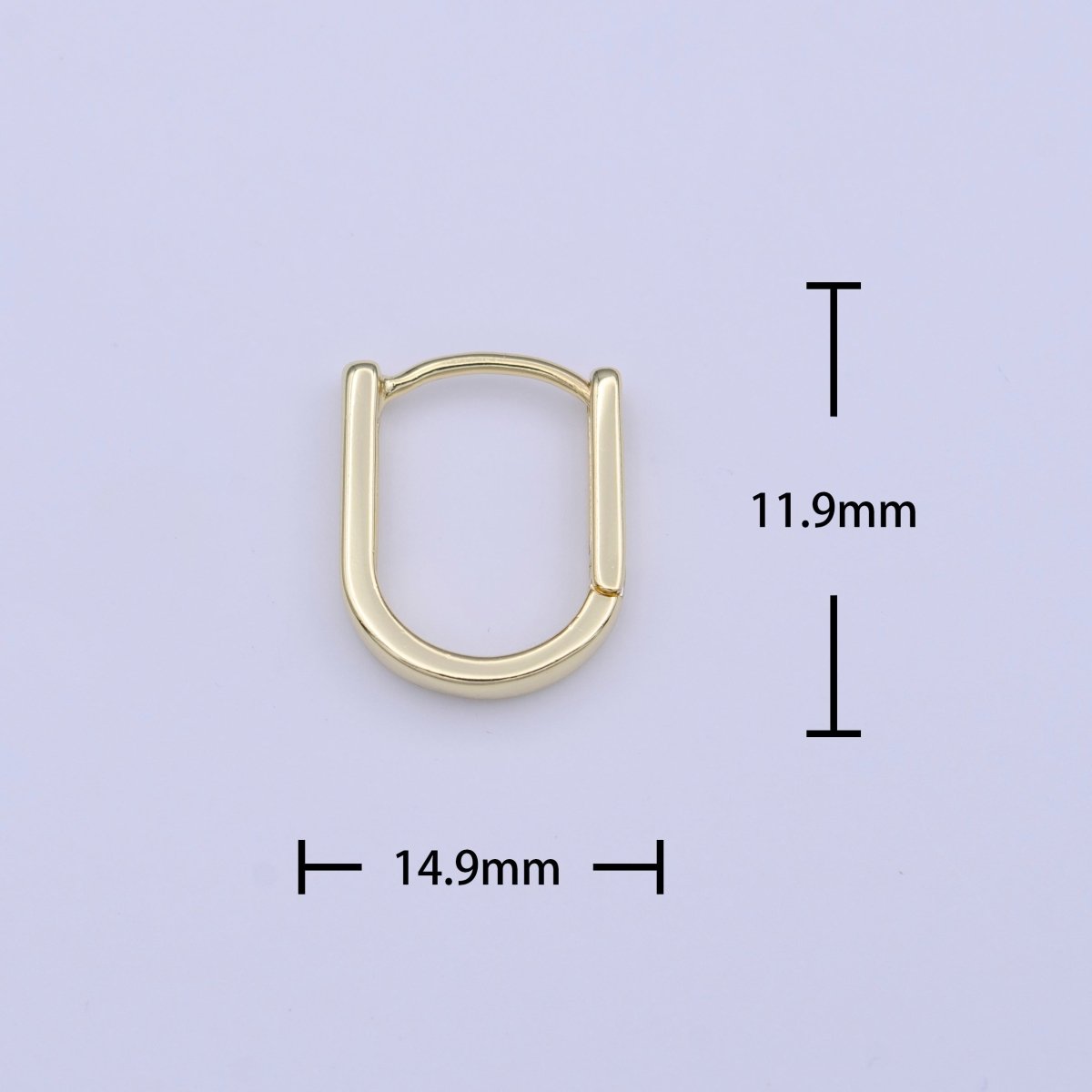 Gold U Shaped Wide Boxy 15mm Huggie Earrings | Y-215 - DLUXCA