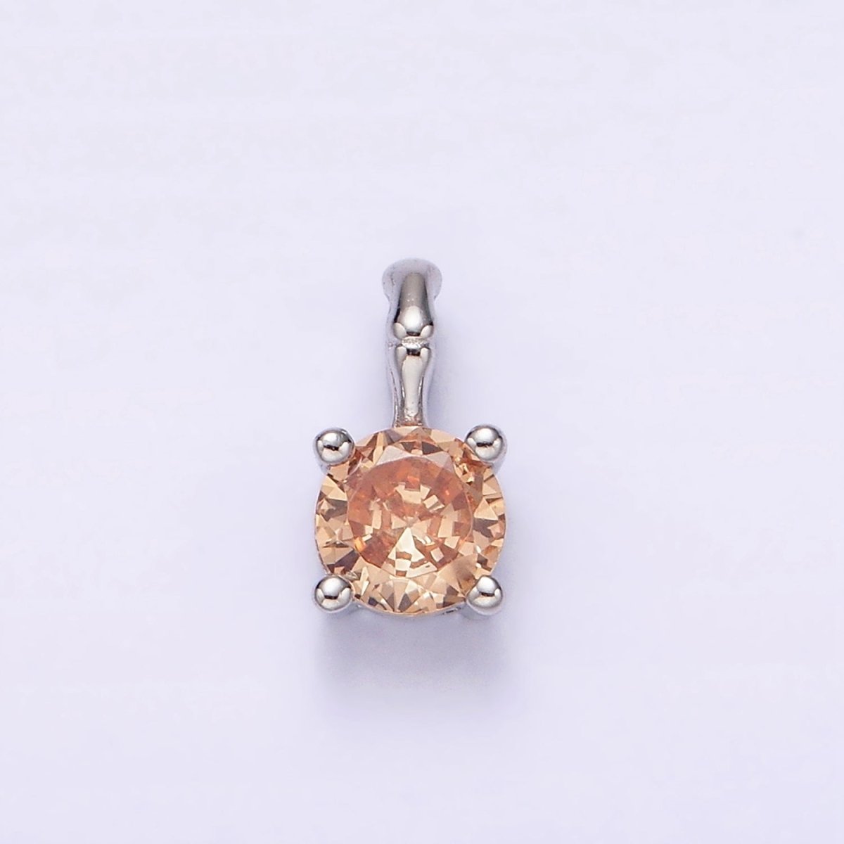 Gold Vermeil Cubic Zirconia CZ Birthstone Bamboo Bail Personalized Charm in Gold & Silver | AG160 - AG183 - DLUXCA