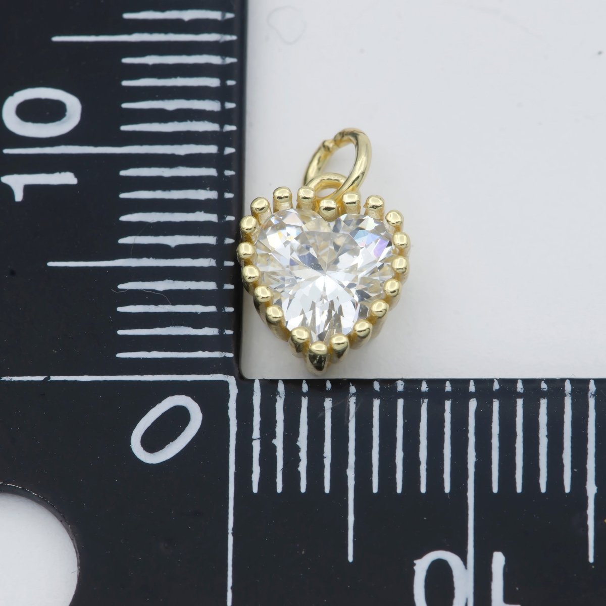 Gold Vermeil Heart CZ Charm - Birthstone add on charm cubic zirconia for Birthday Personalized jewelry SL-255~SL-266 - DLUXCA