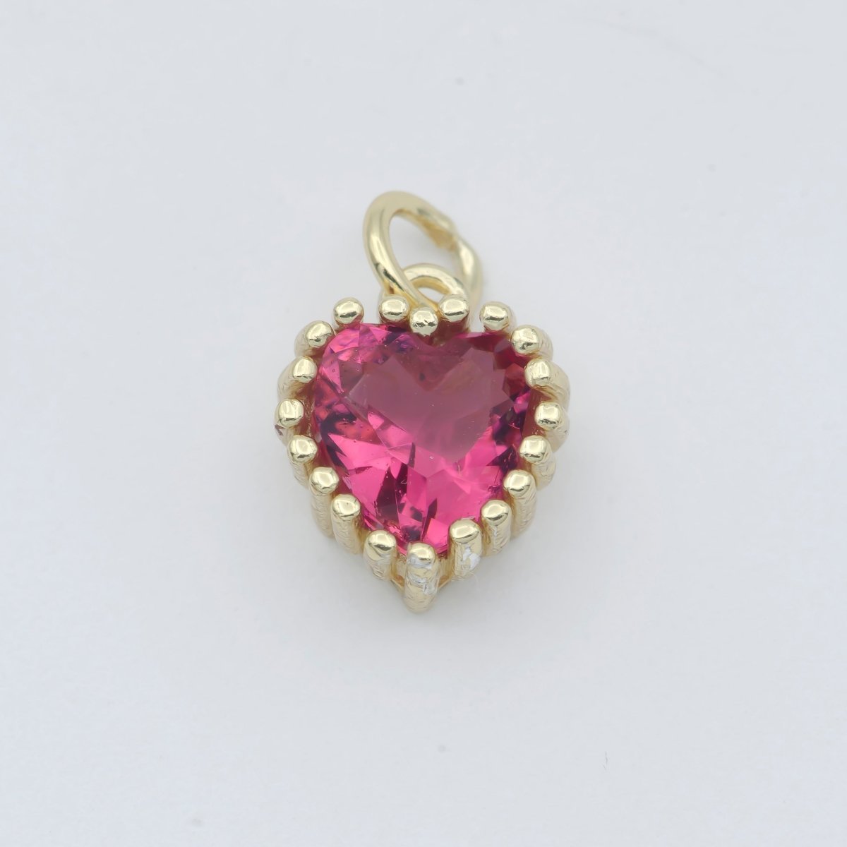 Gold Vermeil Heart CZ Charm - Birthstone add on charm cubic zirconia for Birthday Personalized jewelry SL-255~SL-266 - DLUXCA