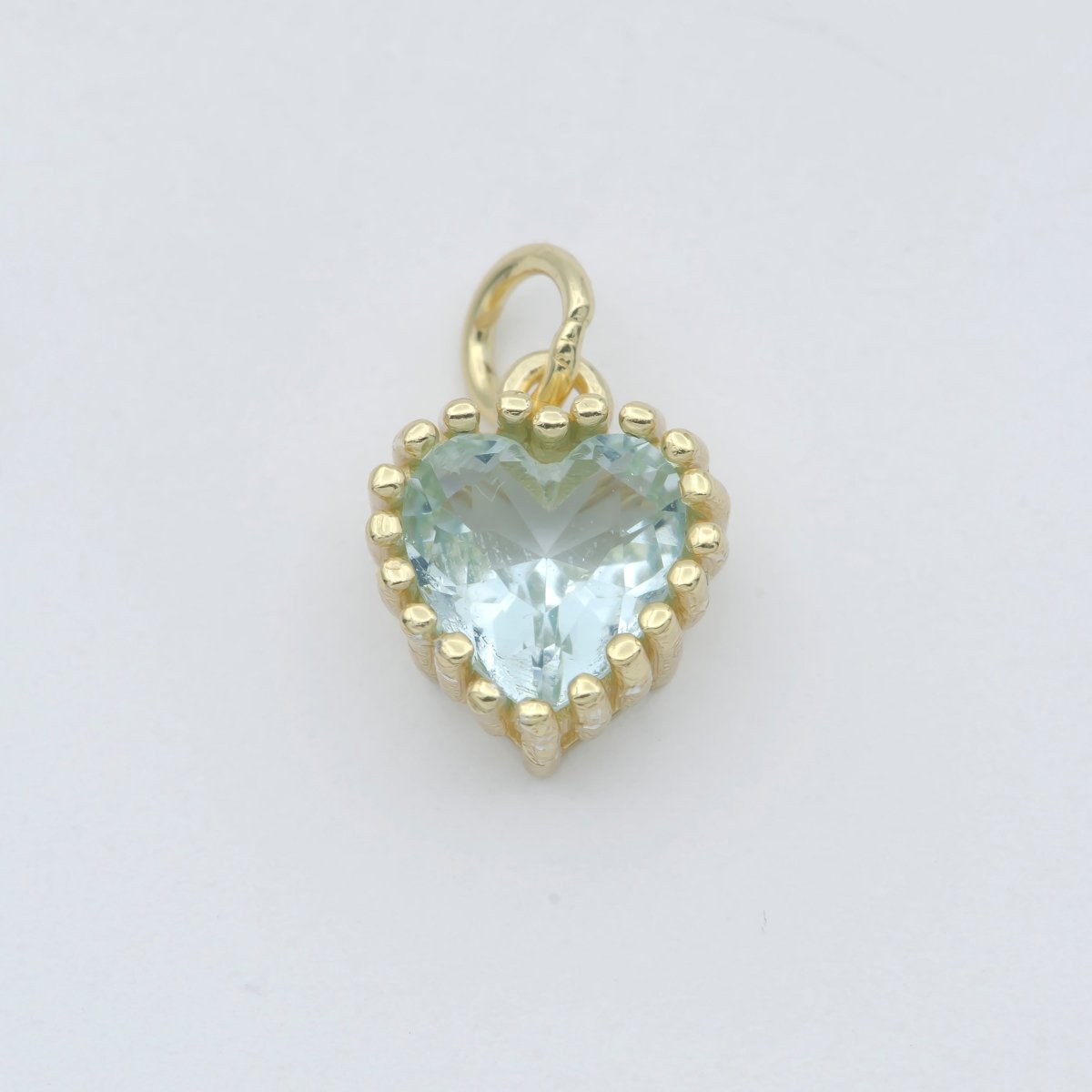 Gold Vermeil Heart CZ Charm - Birthstone add on charm cubic zirconia for Birthday Personalized jewelry SL-255~SL-266 - DLUXCA