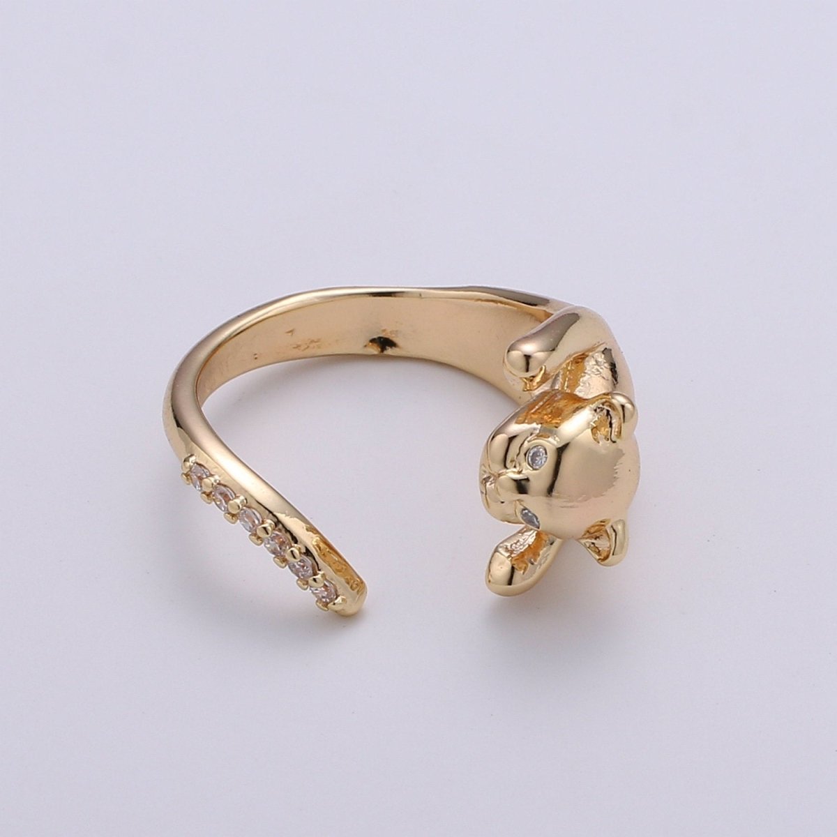 Gold Vermeil Ring Dainty Gold Cat Ring. Adjustable Ring Open Ring Gift For Birthday, Christmas, Gifts For Her. Cat Lover Jewelry Gift Idea R-061 - DLUXCA