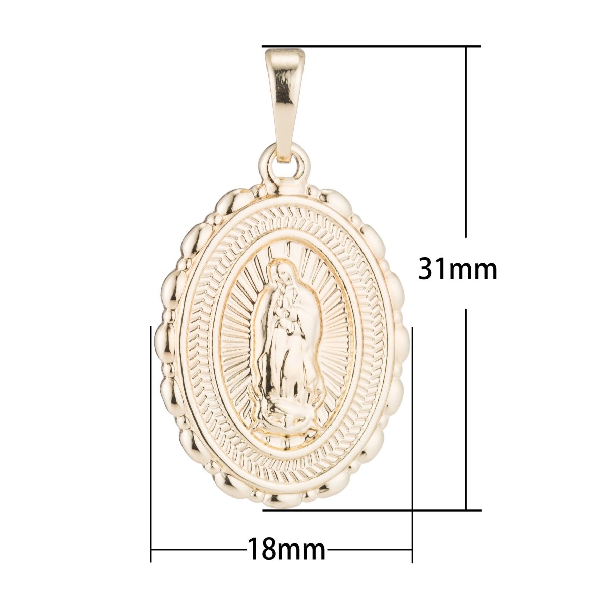 Gold Virgin Mary, Holy, Mother, Catholic, Rosary, Novena, Pray, Gift, DIY, Necklace Pendant Charm Bead Bails Findings for Jewelry Making H-484 - DLUXCA