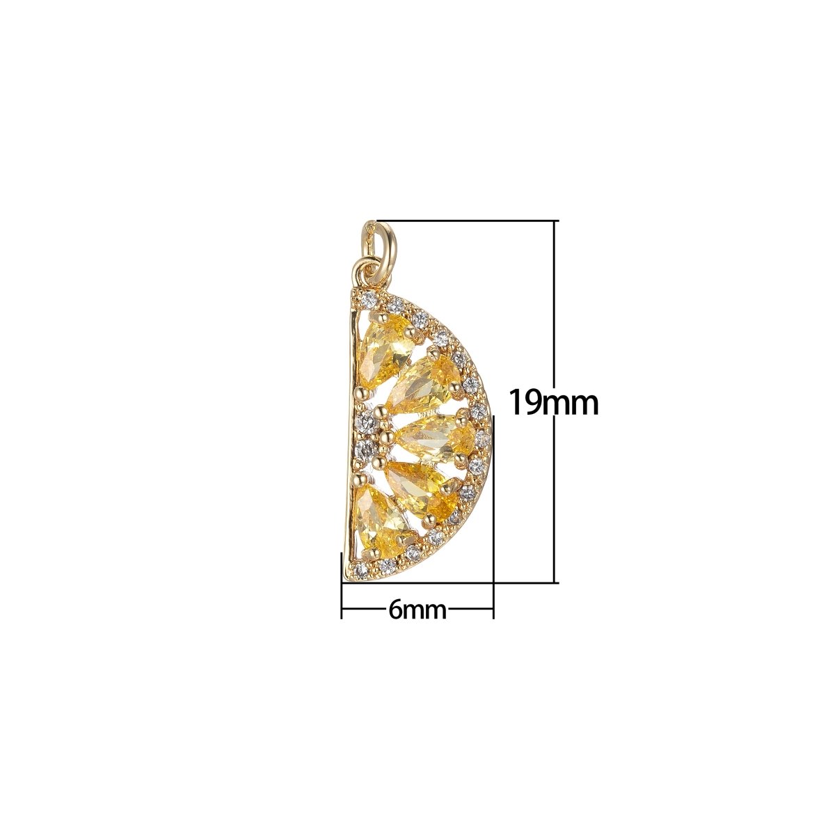 Gold Watermelon Charm Baguette Cubic Half Circle Oval Pendant Dangle Charms for Necklace Earring Supply Component E-851 E-852 E-853 - DLUXCA