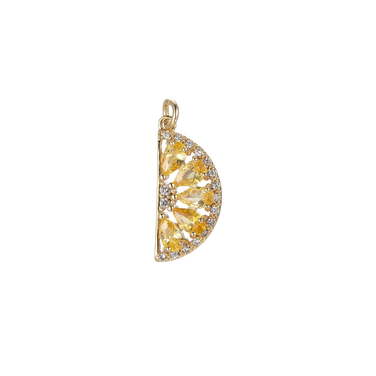 Gold Watermelon Charm Baguette Cubic Half Circle Oval Pendant Dangle Charms for Necklace Earring Supply Component E-851 E-852 E-853 - DLUXCA