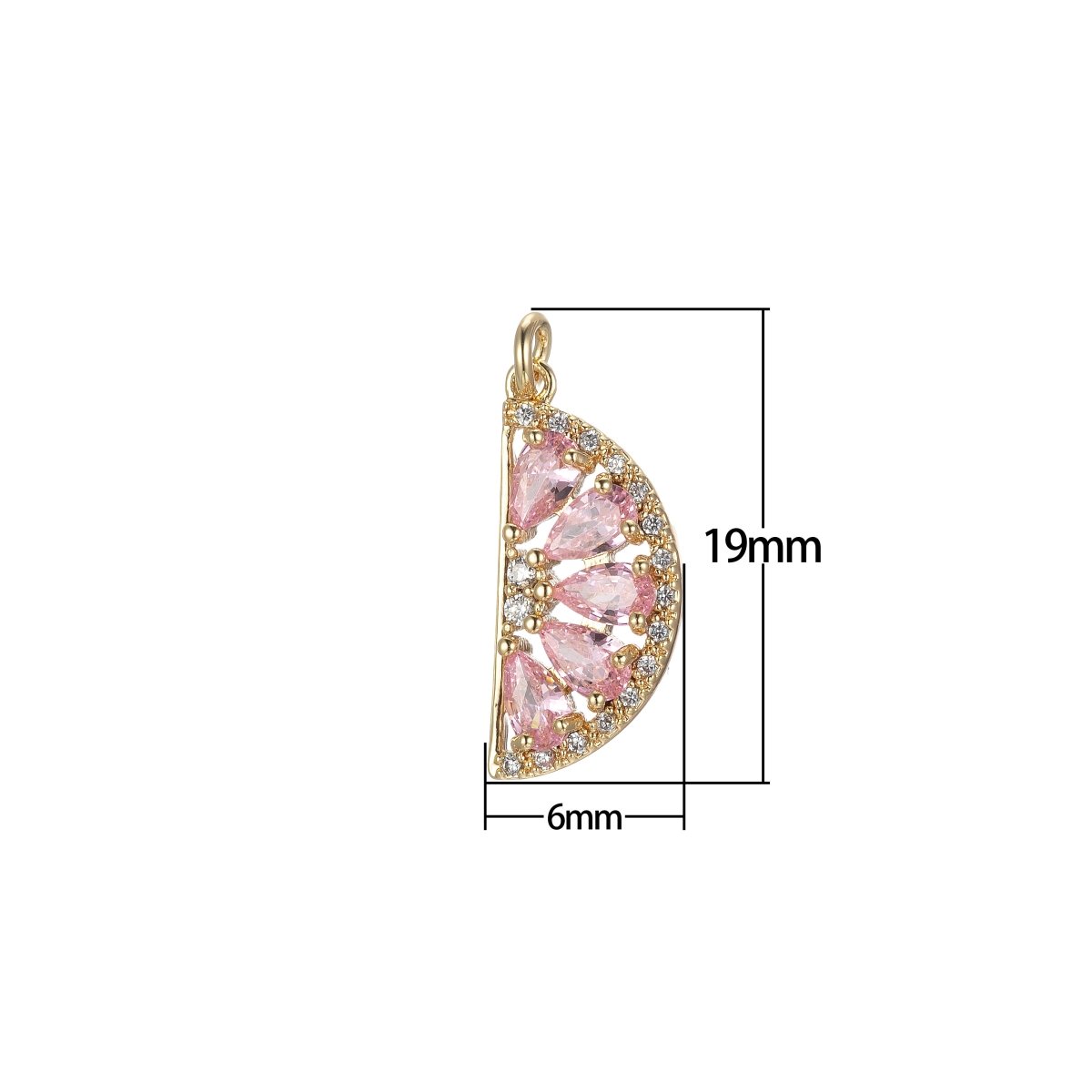 Gold Watermelon Charm Baguette Cubic Half Circle Oval Pendant Dangle Charms for Necklace Earring Supply Component E-851 E-852 E-853 - DLUXCA