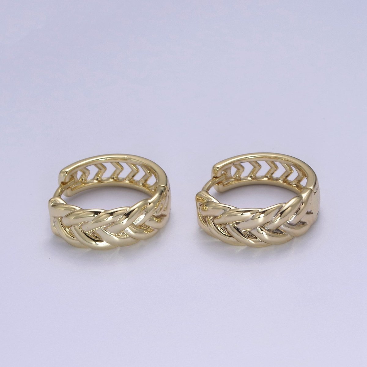Gold Weave Hoop Earrings •Basic Statement Earrings • Thick hoops • Bold Minimal Earrings • Gold hoop Earrings Wholesale Jewelry T-286 - DLUXCA