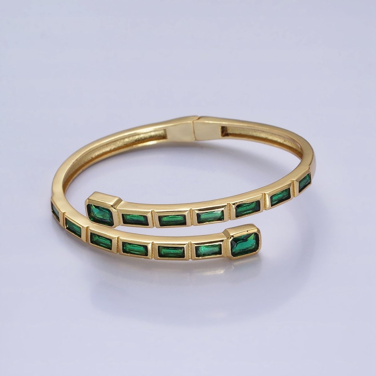 Gold Wrist Bangle Emerald Cut Cz Bangle Bracelet Silver Bracelet Blue Sapphire, Emerald Green, Clear CZ | WA-1687 to WA-1691 Clearance Pricing - DLUXCA