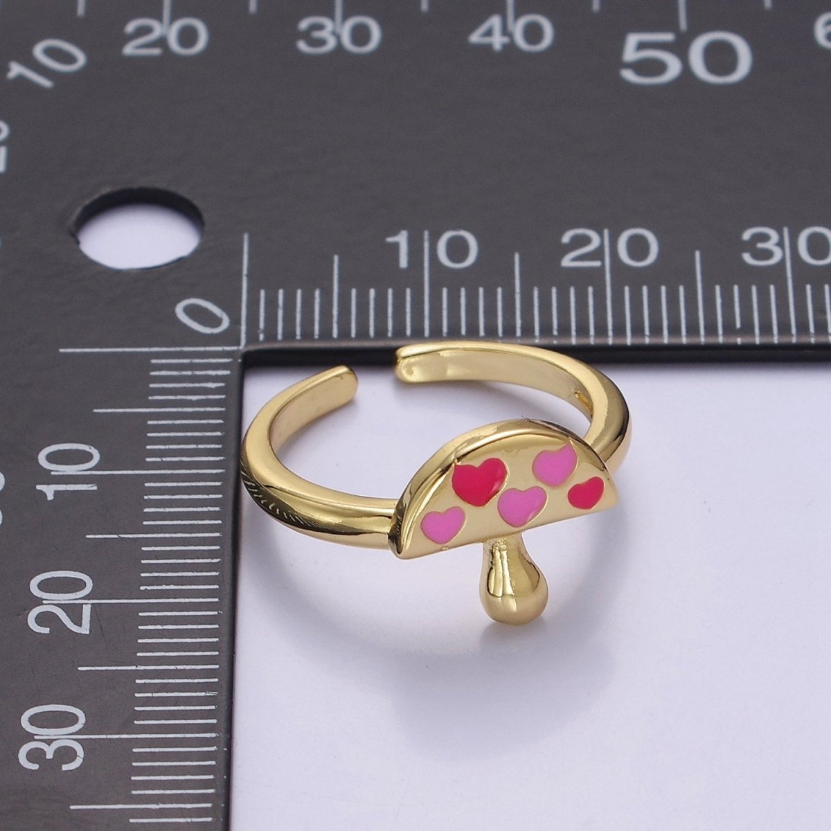 Gold y2k Mushroom Ring, Open Adjustable Ring, Women Ring O-2162 - DLUXCA