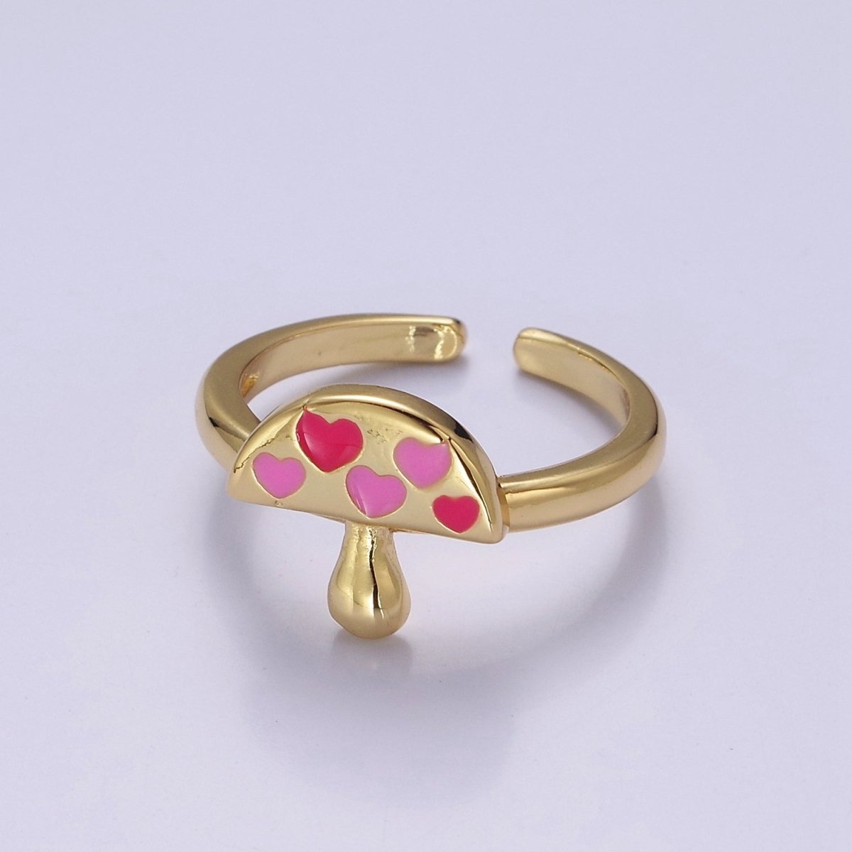 Gold y2k Mushroom Ring, Open Adjustable Ring, Women Ring O-2162 - DLUXCA
