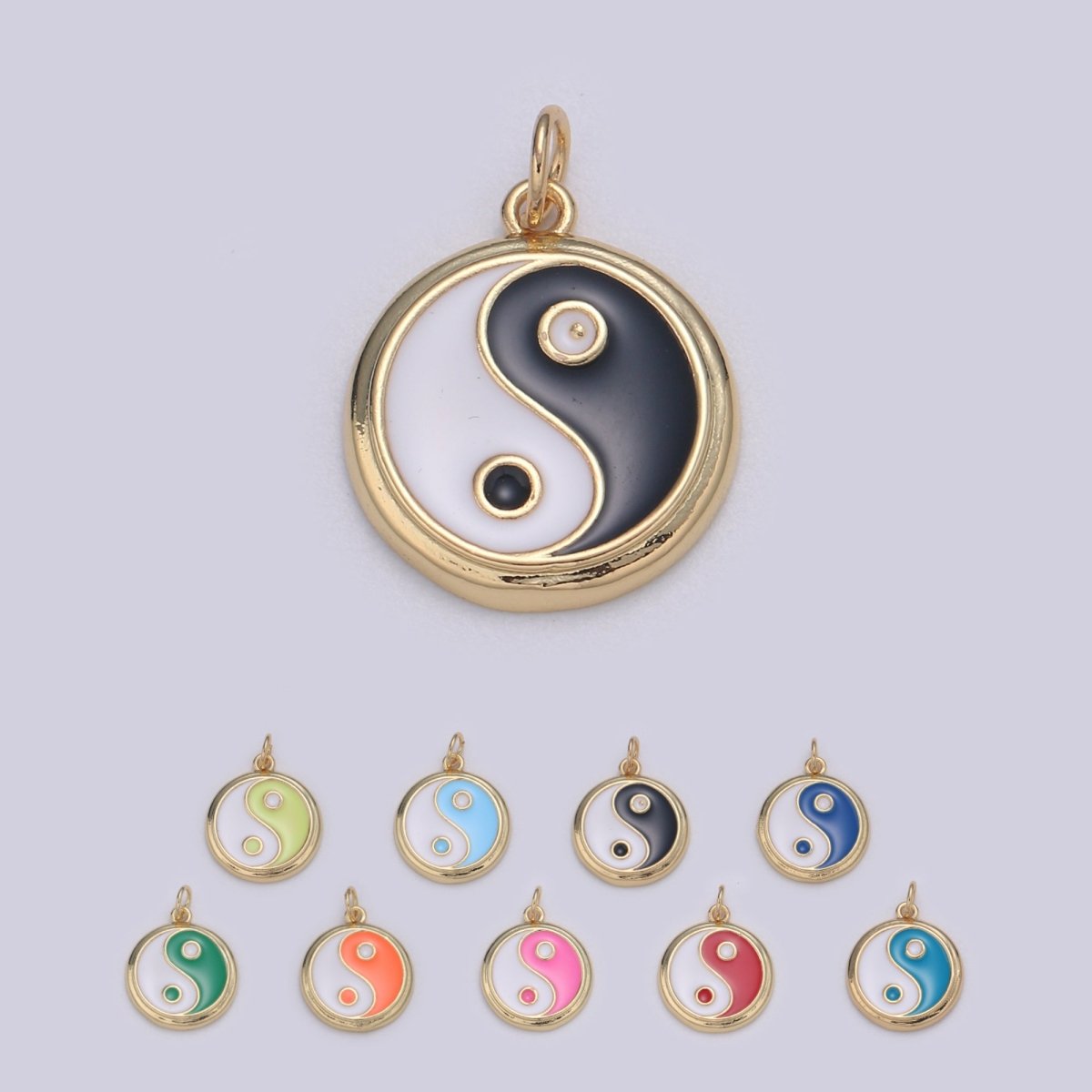 Gold yin yang charm, 14K Gold Filled Coin Charm Dainty Yin & Yang Charms for Bracelet Necklace Earring Component Colorful Enamel Pendant E-238 - E-246 - DLUXCA