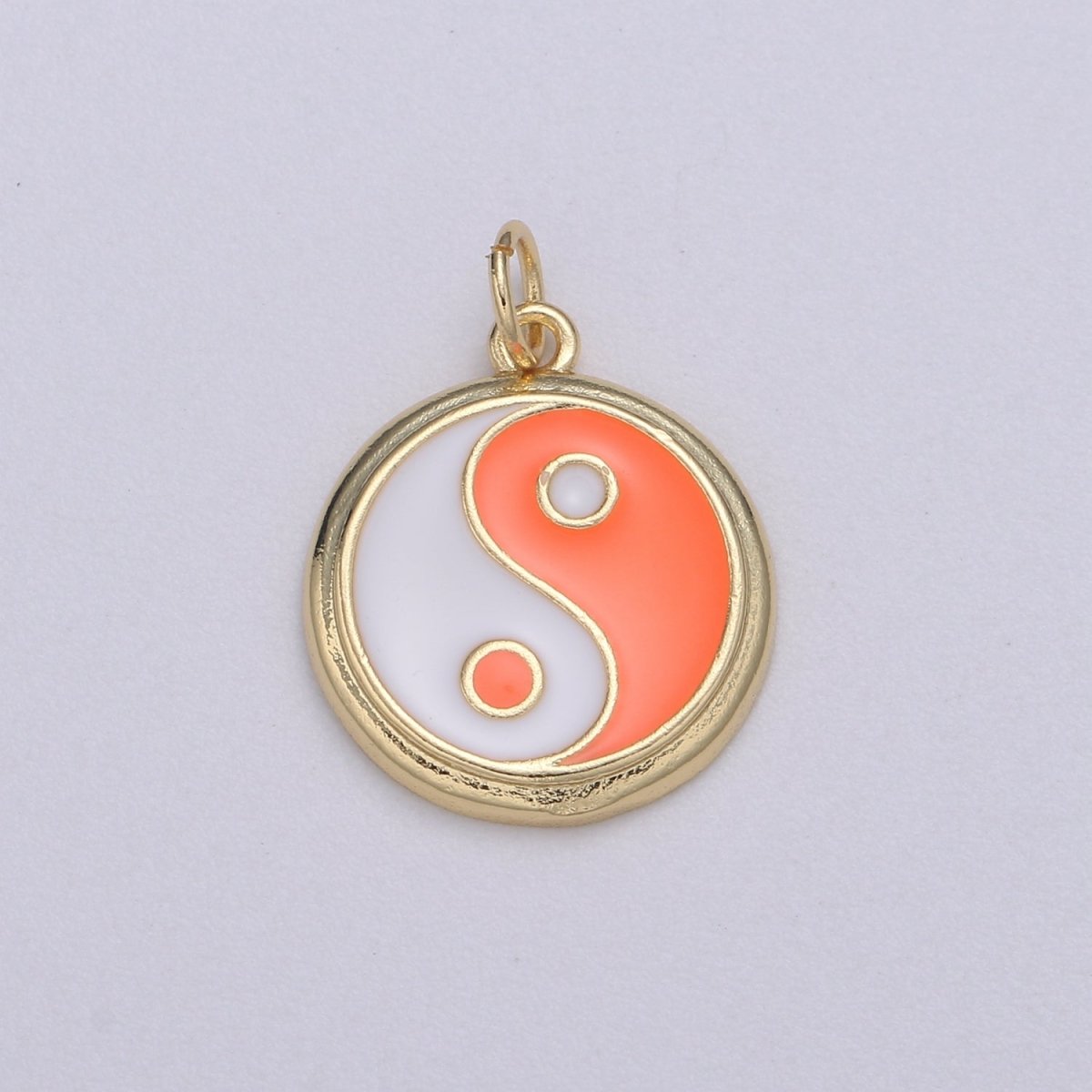 Gold yin yang charm, 14K Gold Filled Coin Charm Dainty Yin & Yang Charms for Bracelet Necklace Earring Component Colorful Enamel Pendant E-238 - E-246 - DLUXCA