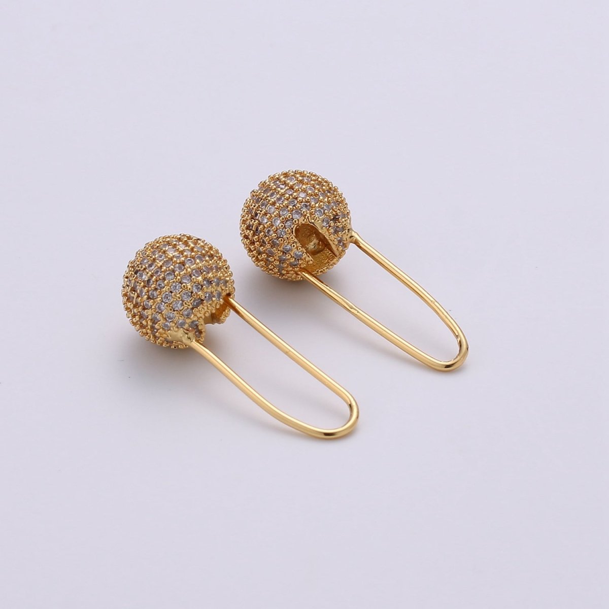 Golden ball dangle earrings, Cz drop earrings, gold ball drop earrings, crystal ball earrings, gold Hoop earrings, trendy earrings Q-144 - DLUXCA
