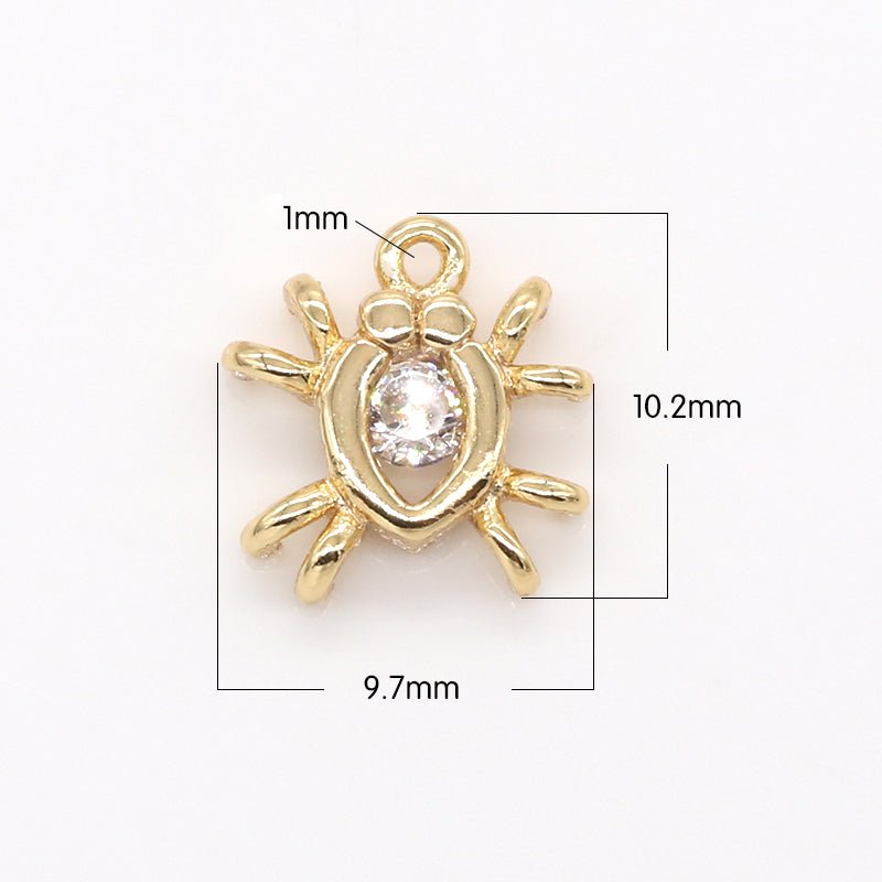 Golden Body Crystal Spider Charm CZ Animal Bug Nature Charm Pendant GP-626 - DLUXCA