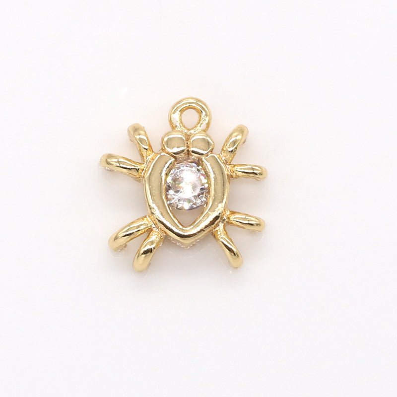 Golden Body Crystal Spider Charm CZ Animal Bug Nature Charm Pendant GP-626 - DLUXCA