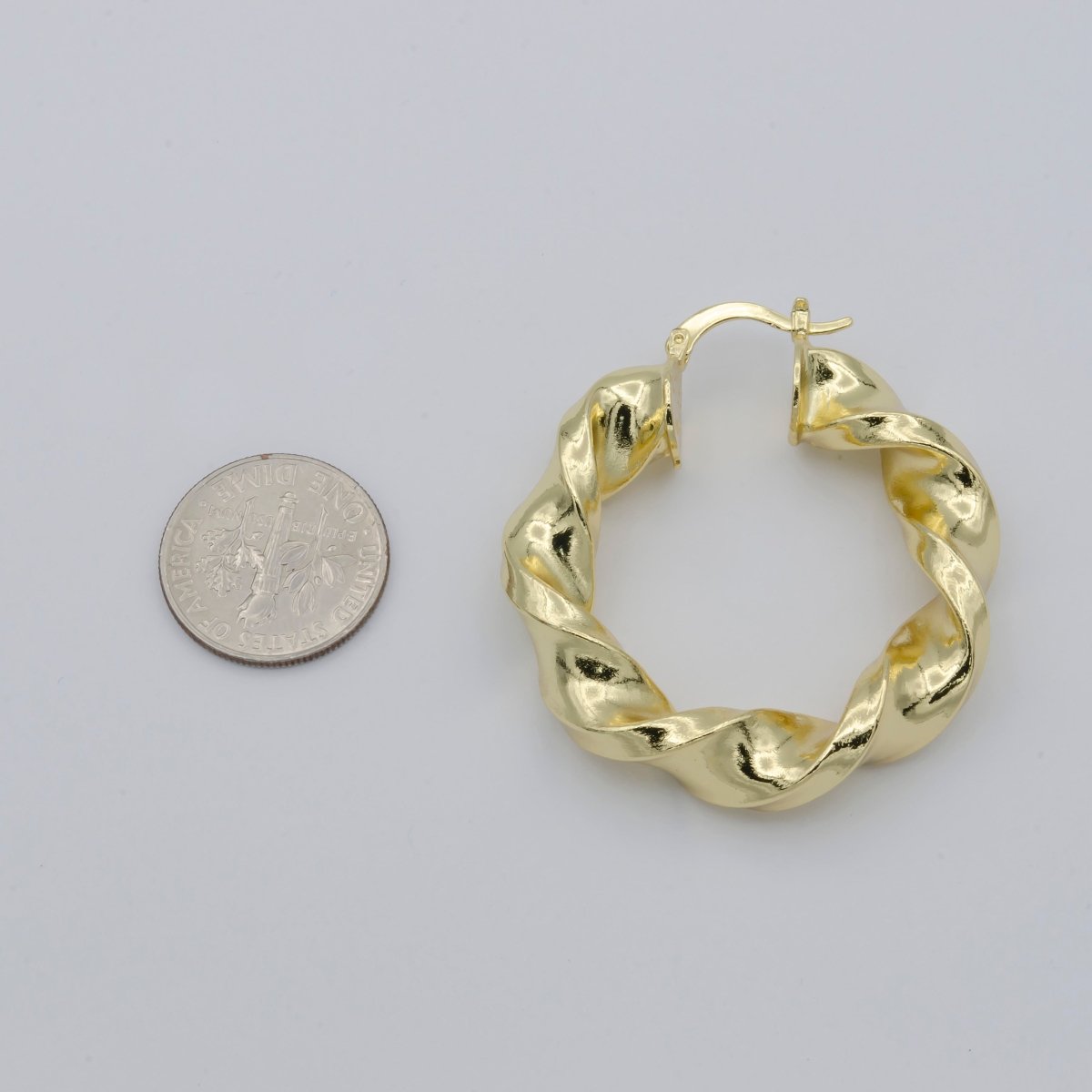 Golden Braid Circle Round Huggies Earrings, Plain Gold Filled Geometric Braid Shape Casual/Formal Daily Earring Jewelry P-108 - DLUXCA