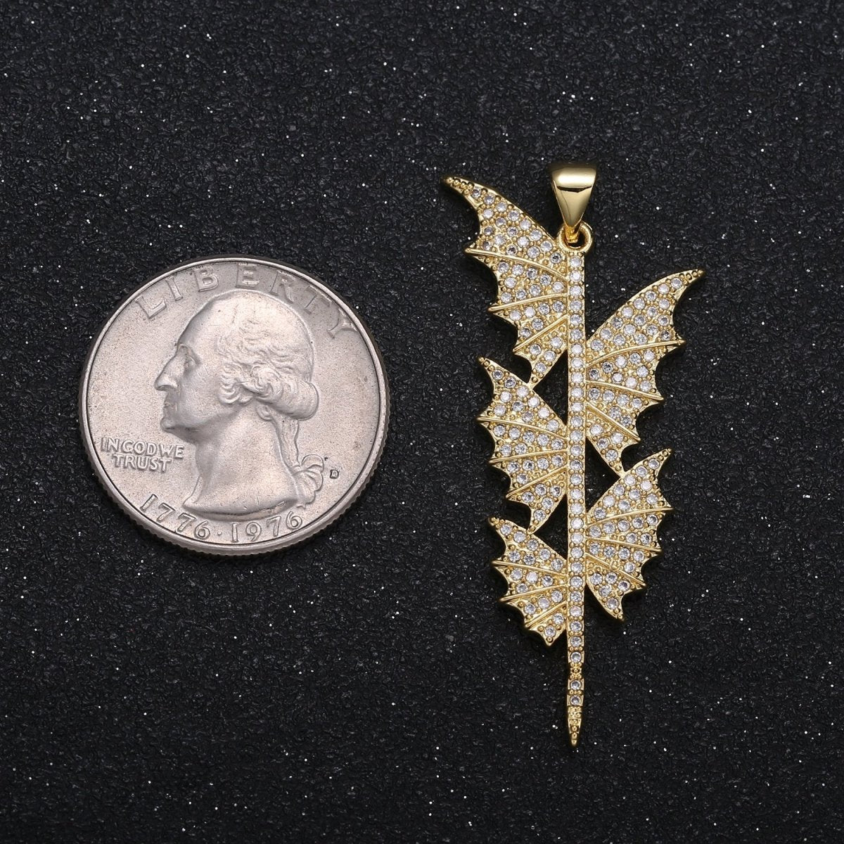 Golden Branch Leaf Multiple Butterfly Bat Wing Charm CZ Nature Animal Mariposa Tree Leaf Micro Pave Charm Pendant GP-007 - DLUXCA