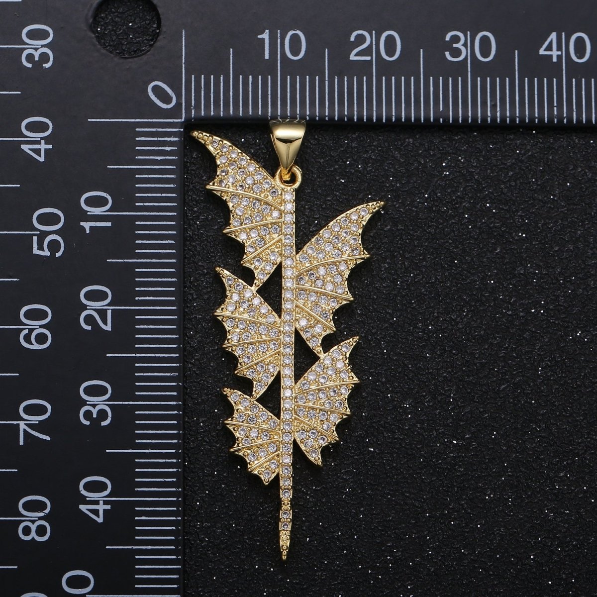 Golden Branch Leaf Multiple Butterfly Bat Wing Charm CZ Nature Animal Mariposa Tree Leaf Micro Pave Charm Pendant GP-007 - DLUXCA