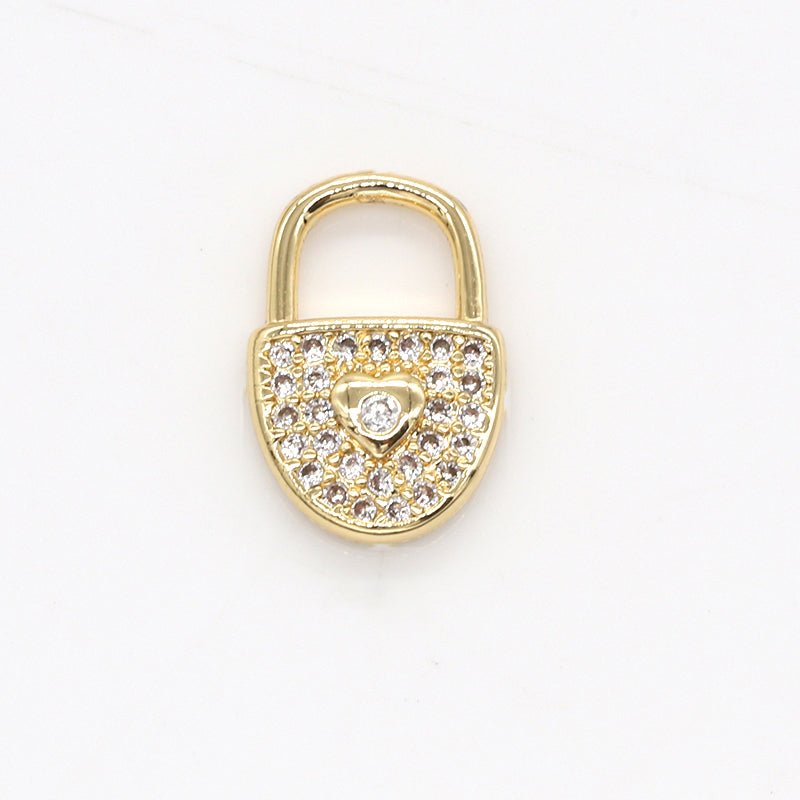 Golden Clear Crystal Tiny Heart Charm CZ Mini Love Heart Toolkit Micro Pave Charm Pendant GP-789 - DLUXCA