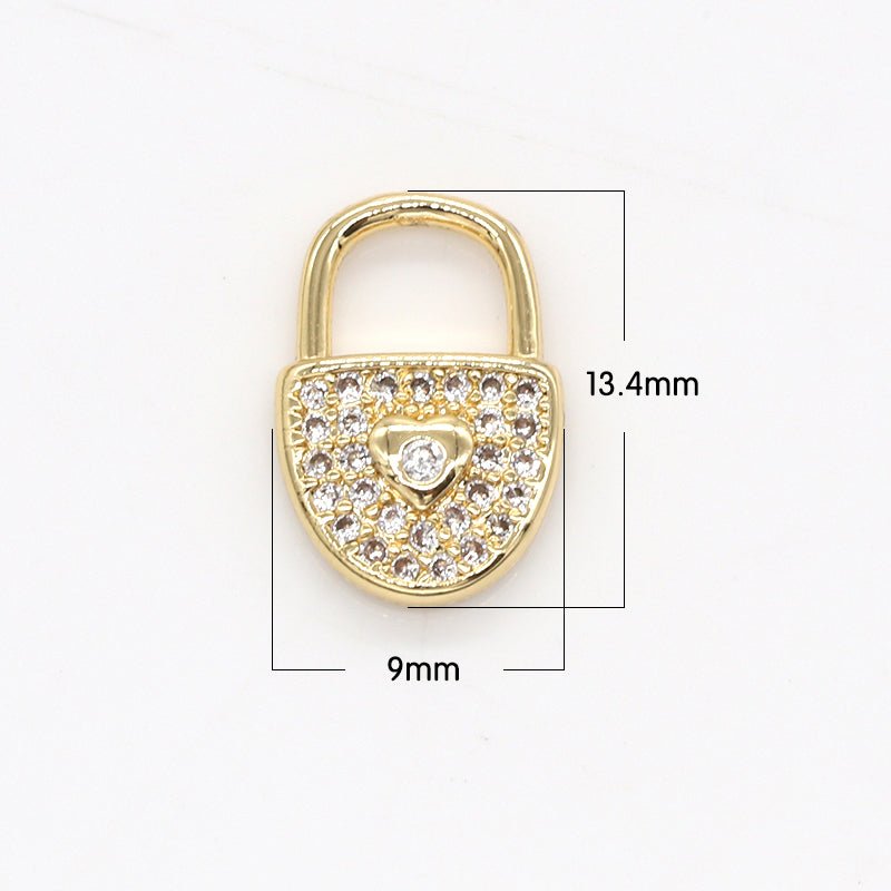 Golden Clear Crystal Tiny Heart Charm CZ Mini Love Heart Toolkit Micro Pave Charm Pendant GP-789 - DLUXCA