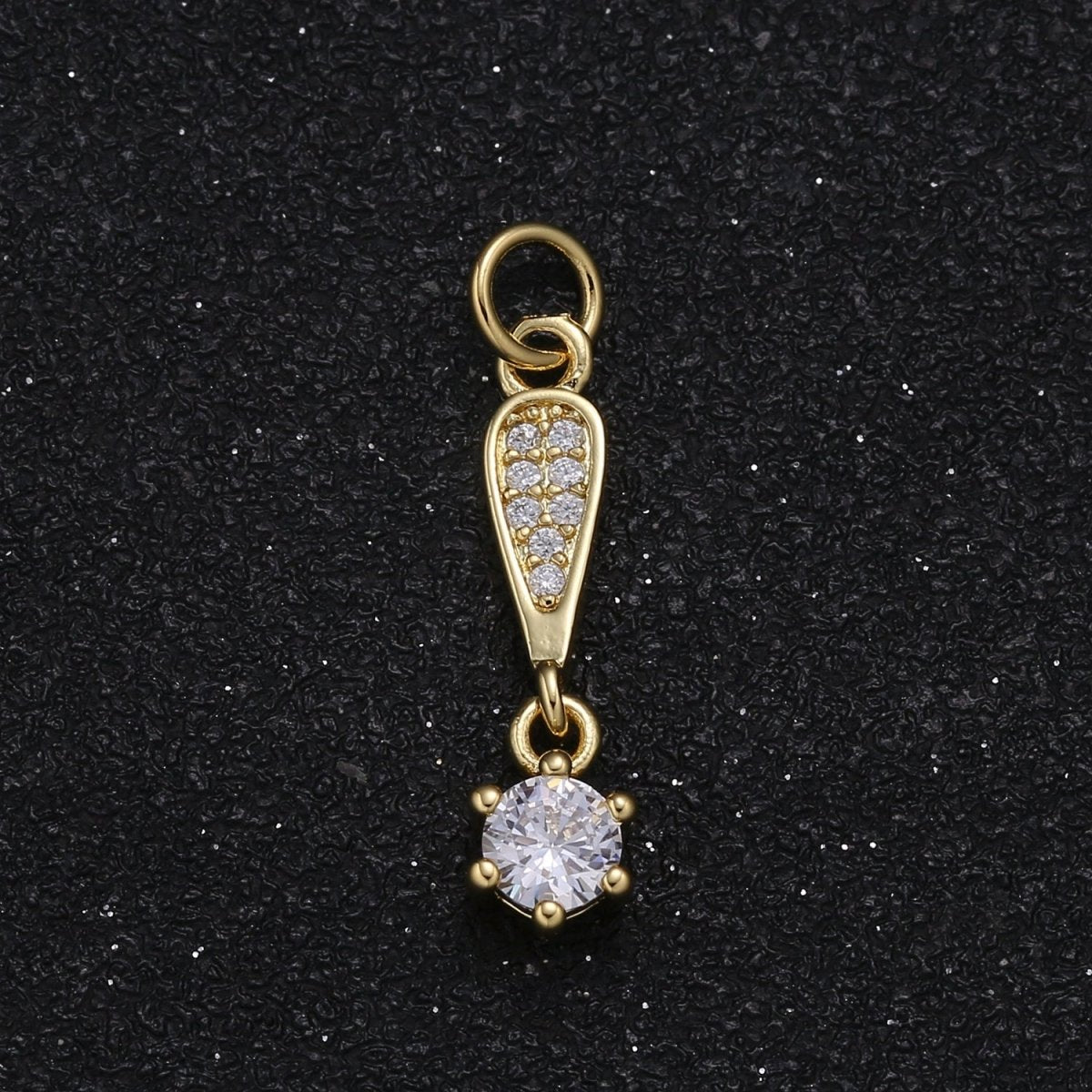 Golden Command Mark with Zirconia Charm CZ Beware Sign Micro Pave Charm Pendant GP-041 - DLUXCA