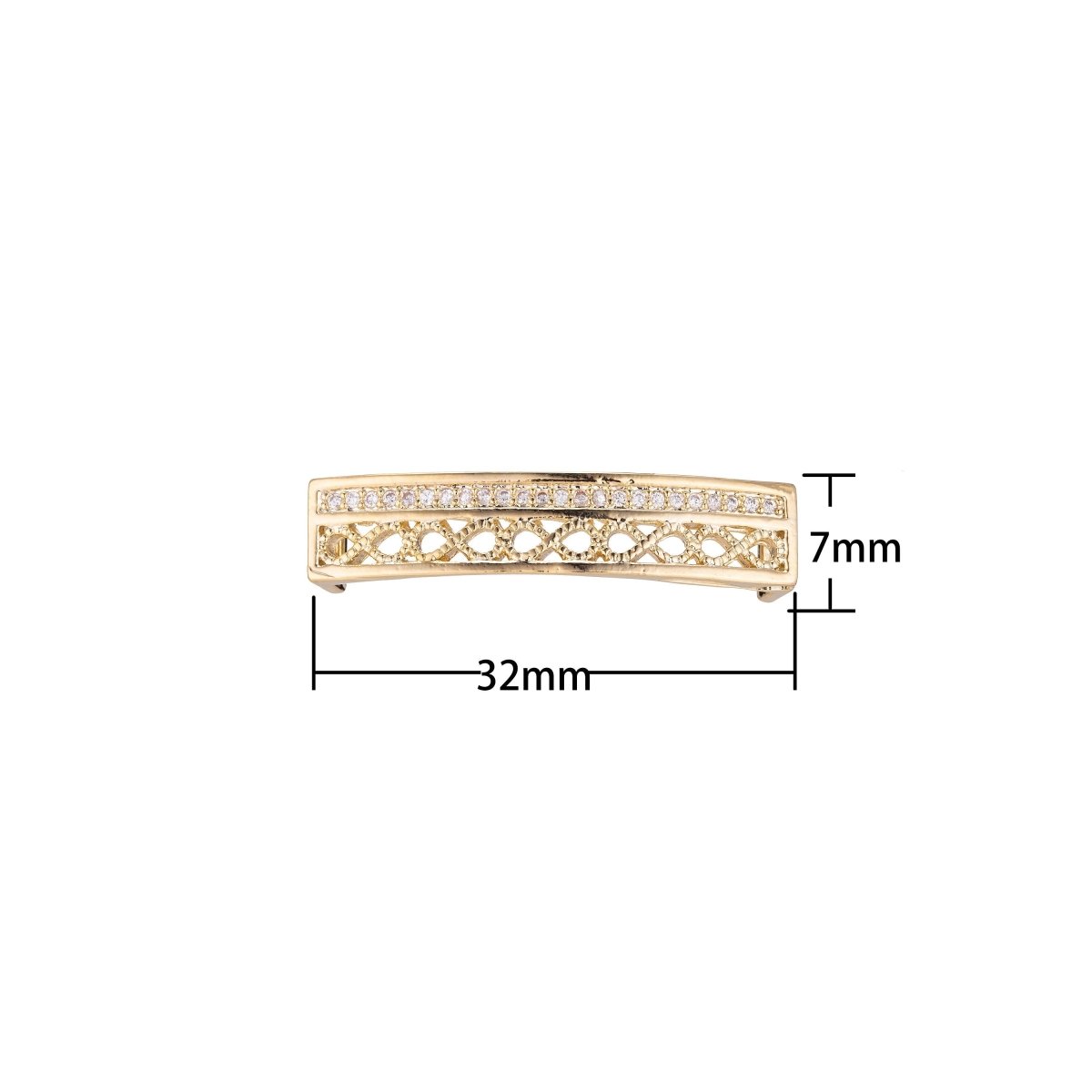 Golden Cross Bar Bracelet Connector, Elegant Micro Pave CZ Charm, Minimalist Chic Weaved Loop Necklace Pendant for Jewelry Making F-745 - DLUXCA