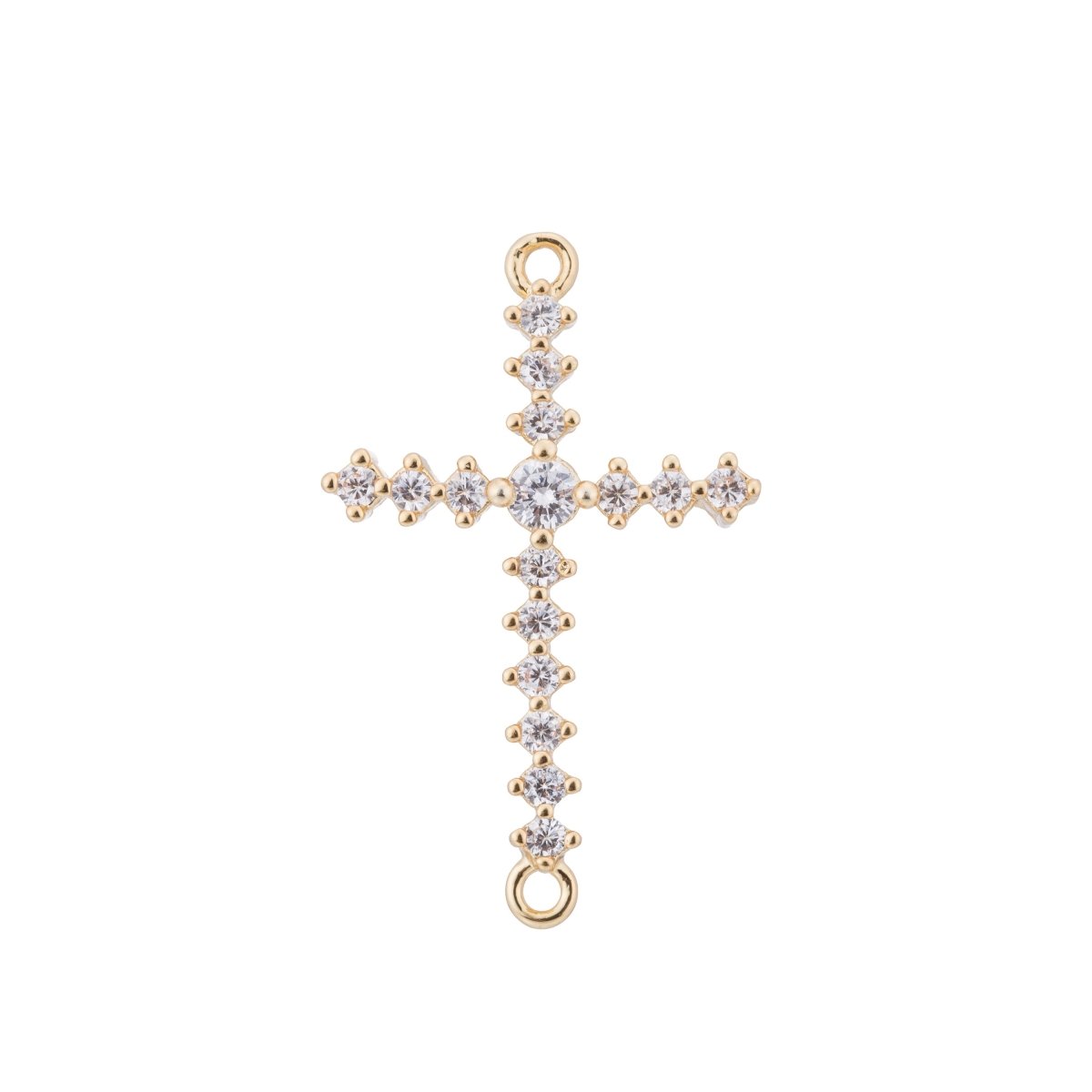 Golden Cross Charm, Believe Bracelet, Cross Charm Bracelet, Peace Faith Cubic Zirconia Bracelet Charm Bead Connector for Jewelry Making F-106 - DLUXCA