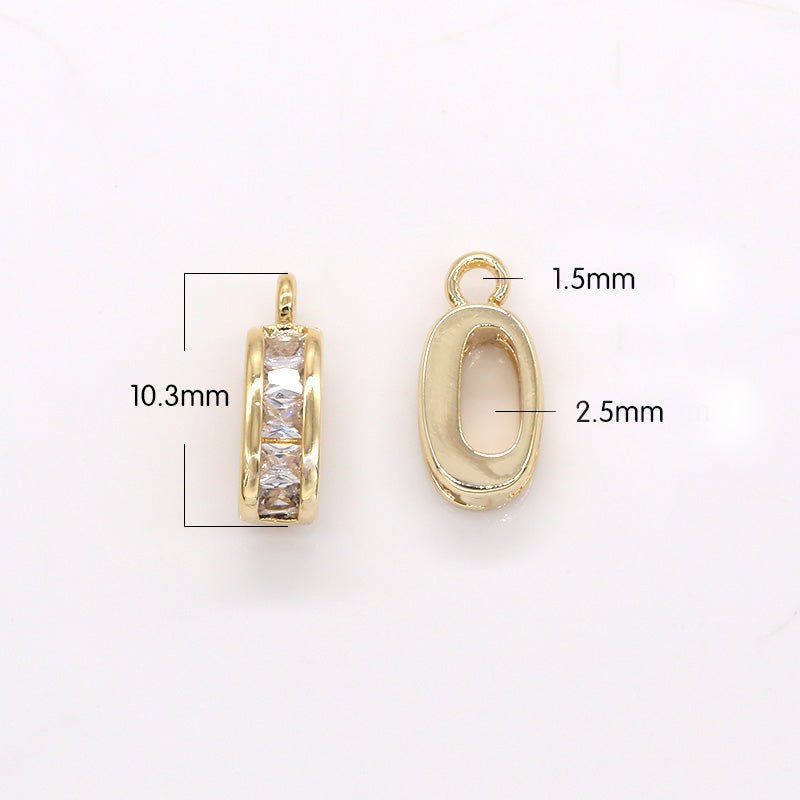 Golden Crystal O-Round Ring Charms CZ Round Geometric Shape Charm Pendant GP-358 - DLUXCA