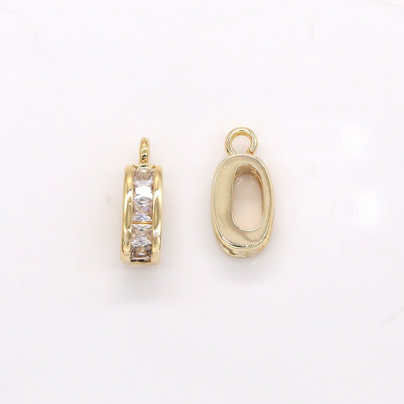 Golden Crystal O-Round Ring Charms CZ Round Geometric Shape Charm Pendant GP-358 - DLUXCA