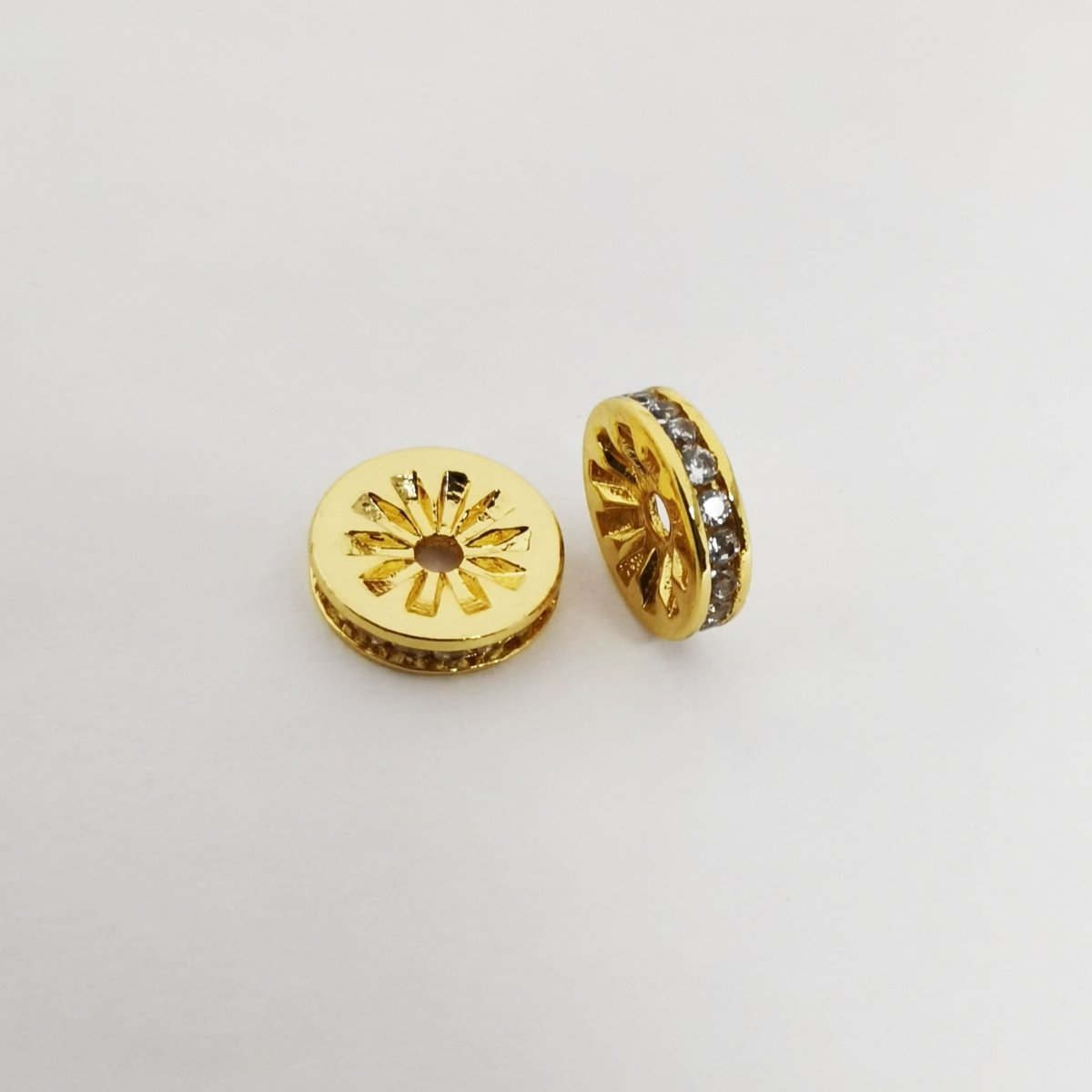 Golden Daisy Flower Ornament Beads, Plain Gold Filled Mini Geometric Floral Print Jewelry Making Beads B-285 - DLUXCA
