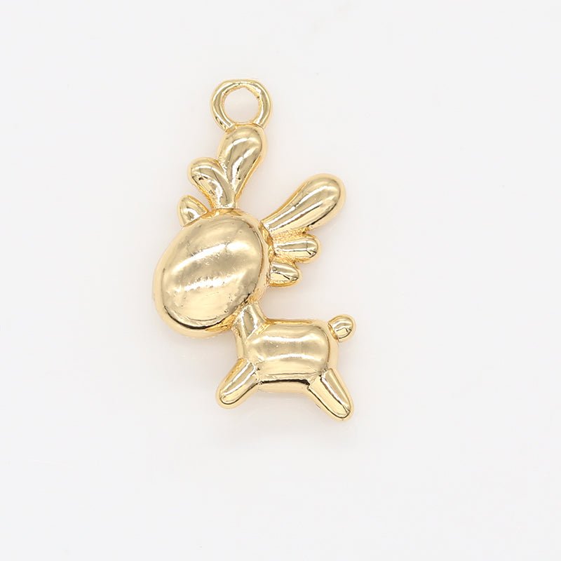 Golden Deer Elk Fawn Charm, Plain Gold Plated Nature Forest Animal Charm Pendant GP-699 - DLUXCA