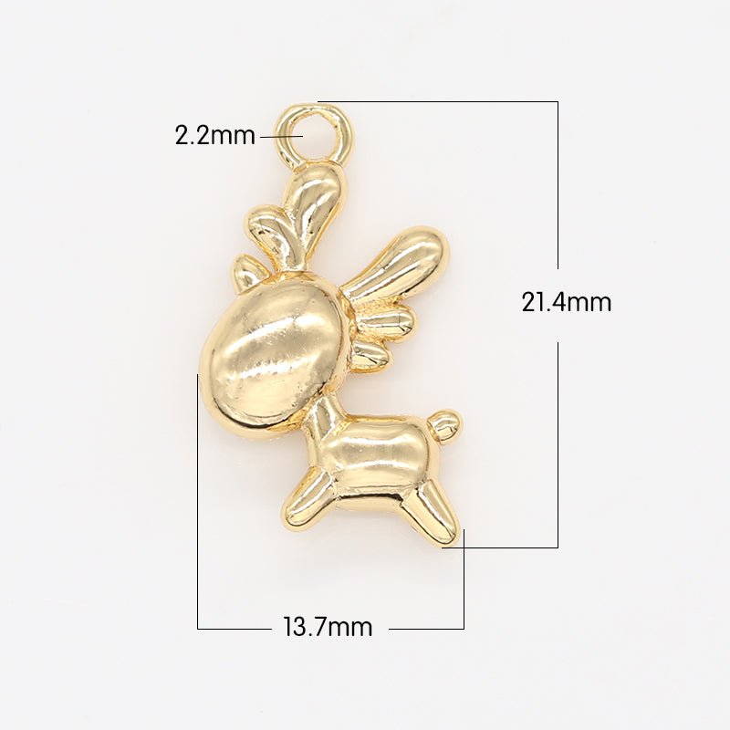 Golden Deer Elk Fawn Charm, Plain Gold Plated Nature Forest Animal Charm Pendant GP-699 - DLUXCA