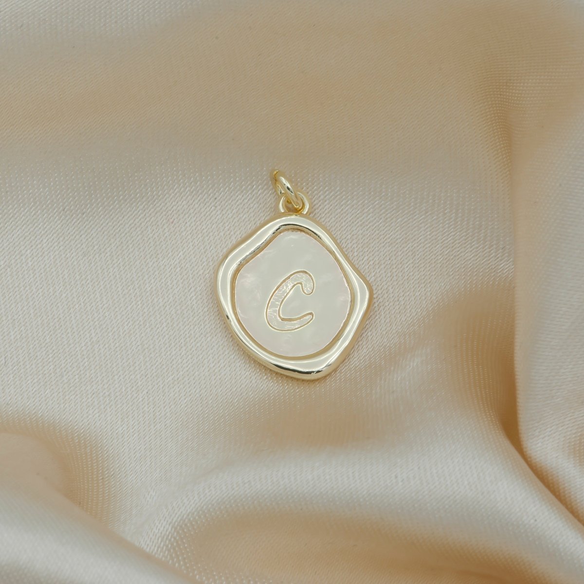 Golden Initial C Charm Gold Plated Alphabet Charm Pendant GP-142 - DLUXCA