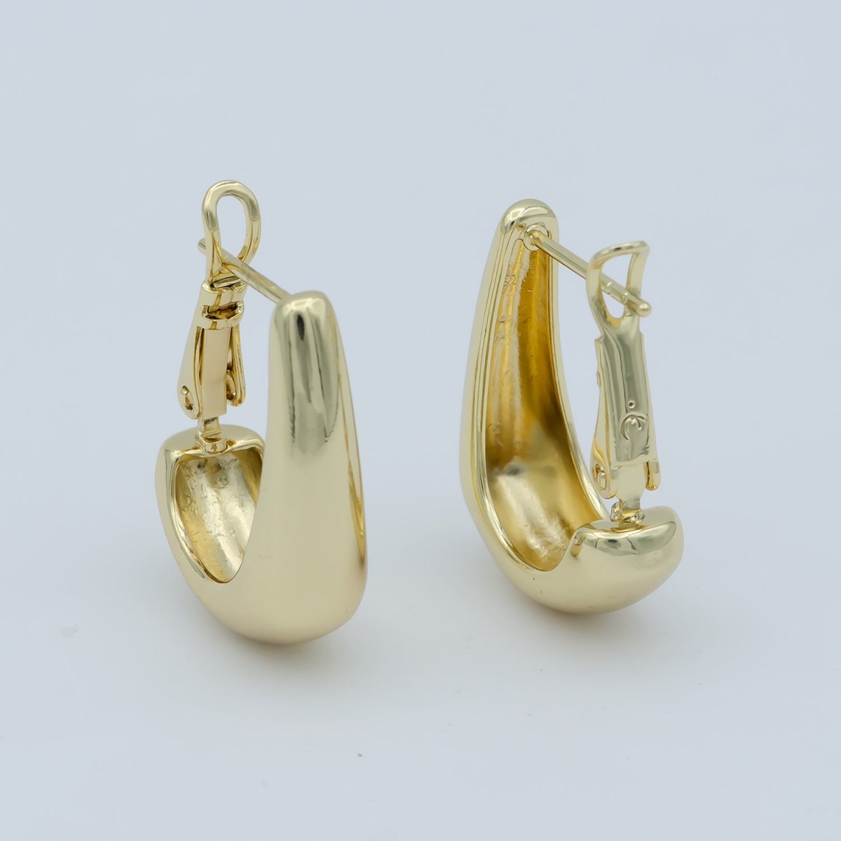 Golden L Letter Shape Huggies Earrings, Gold Filled Alphabet Geometric Daily Wear Earring Jewelry P-258 - DLUXCA