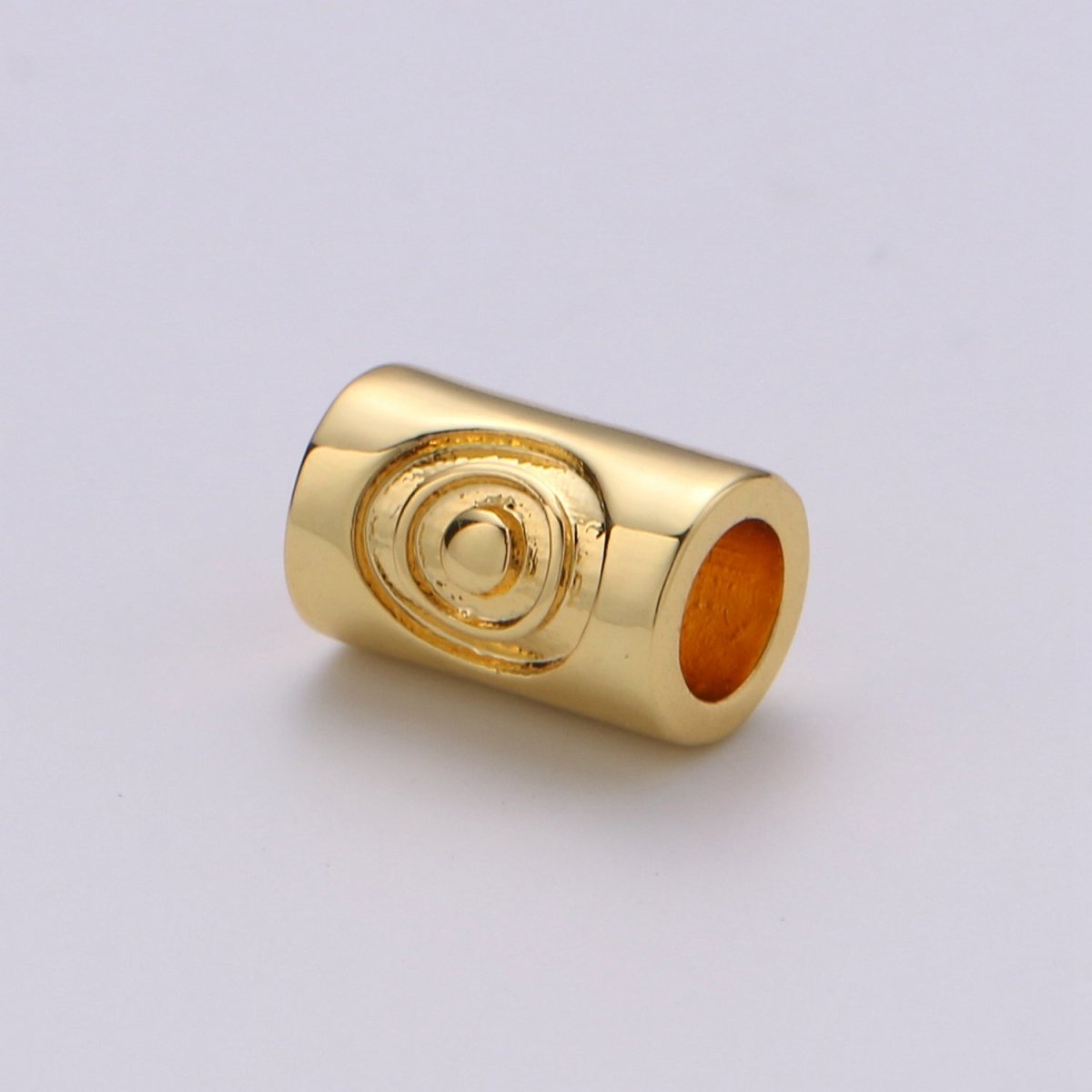 Golden Layered Circle Ornamented Tube Beads, Plain Gold Filled Mini Geometric Tube Jewelry Making Beads B-303 - DLUXCA