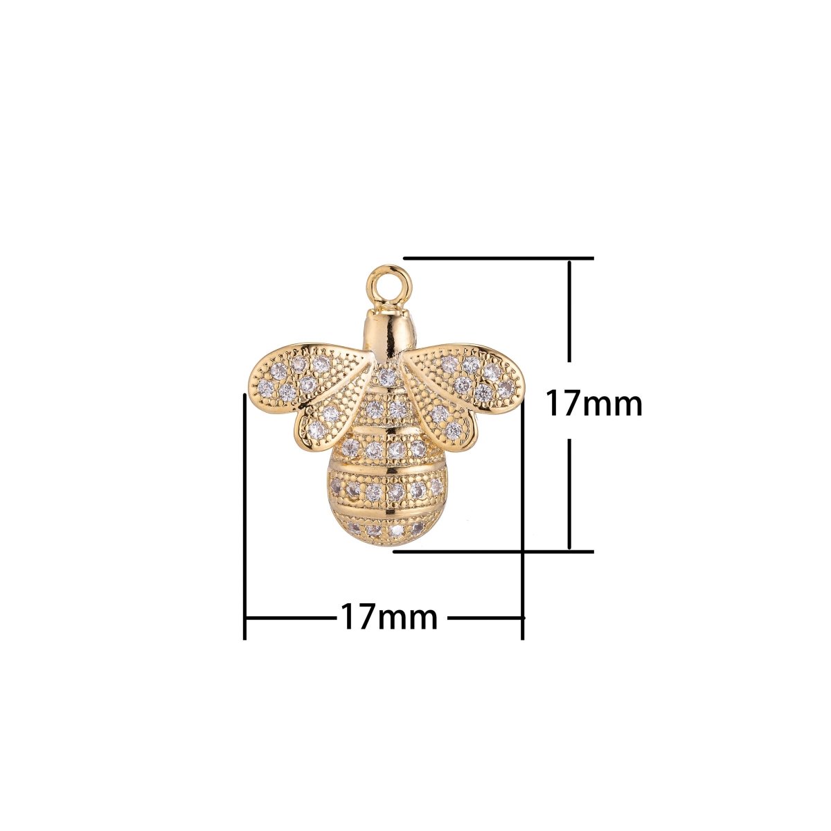 Golden Queen Bee Charm, Micro Pave CZ Charm, Dainty Pendant Nature Inspired Animal Lover Gift Modern Necklace Charm for Jewelry Making E-413 - DLUXCA